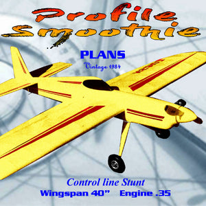 full size printed plan control line stunt profile smoothie w/s 40”  engine .35 easy-to-build package that is fun to fly.