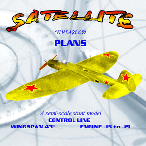 full size printed plan vintage 1959 semi-scale stunter .15 to .21 satellite