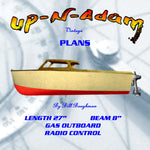 full size printed plan day cruiser "up-n-adam" outboard motor suitable for radio control