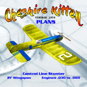 this is for printed plans vintage 1958 control line stunter cheshire kitten engines .030 to .060