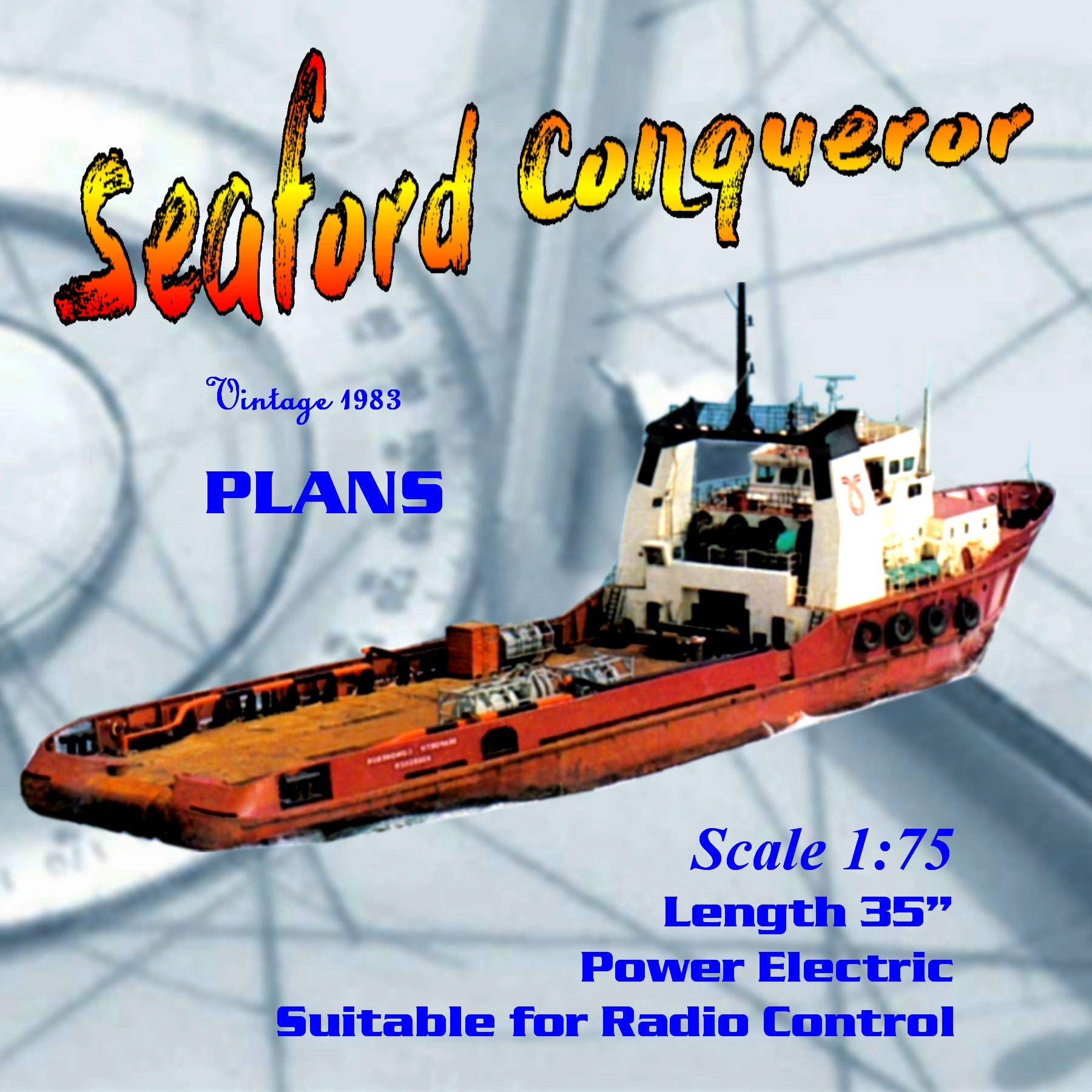full size printed plan scale 1:75 anchor handling tug supply ship suitable for radio control