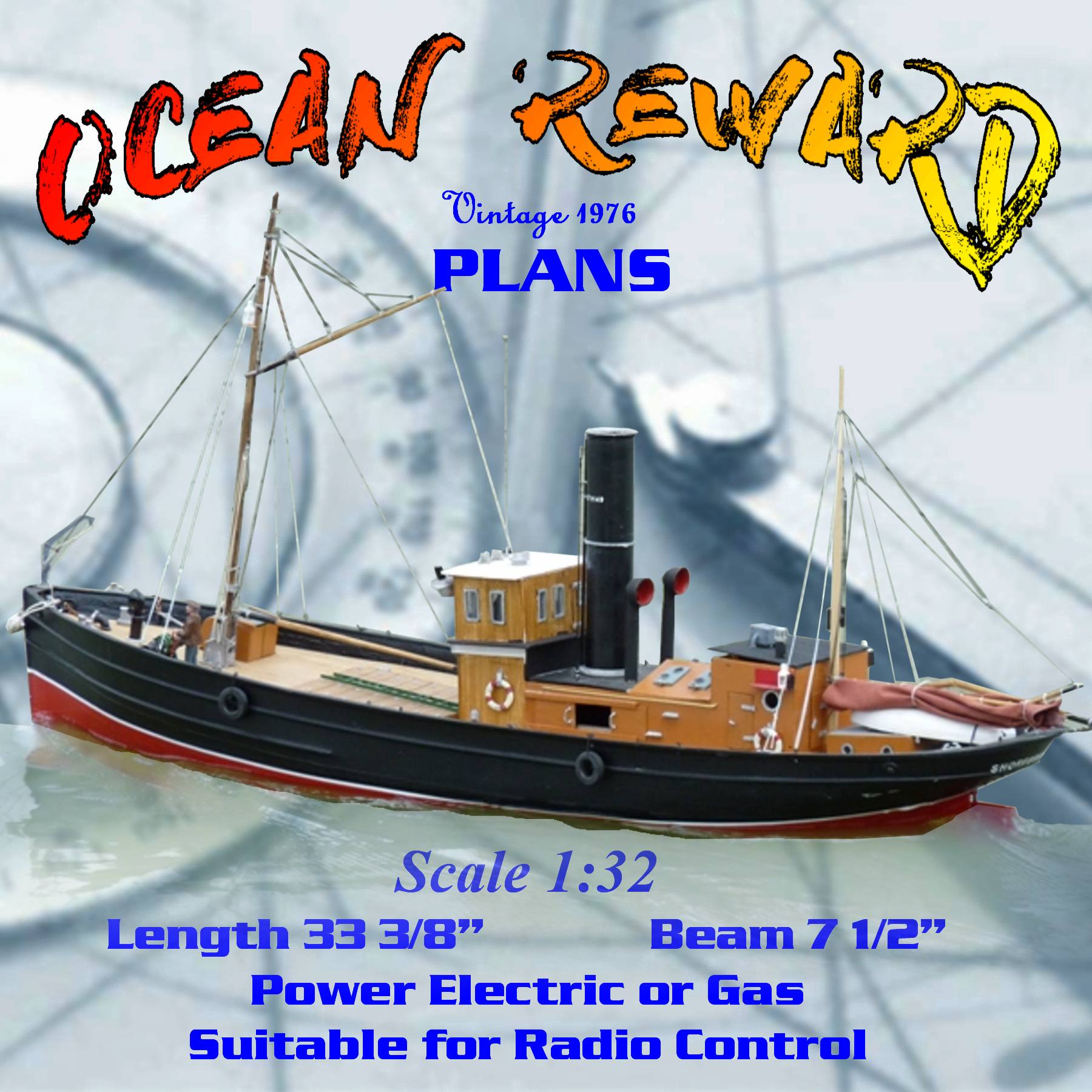 Model-Boat-Full-Size-Printed-Plans-1-32-Scale-Fishing-Trawler