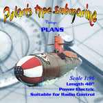 full size printed plan to build a 1:96 scale polaris type submarine suitable for radio control