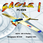 full size printed plan 1974 1/2 a control line speed eagle i wingspan 18 3/4"  engine 1/2a
