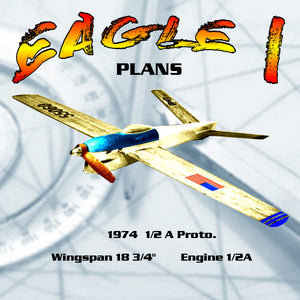 full size printed plan 1974 1/2 a control line speed eagle i wingspan 18 3/4"  engine 1/2a
