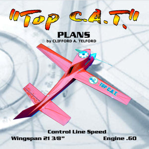 full size printed plan  control line class c speed "top c.a.t.” sixties winningest