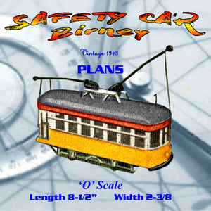 full size printed plan o gauge trolley safety car birney a 1940s plan