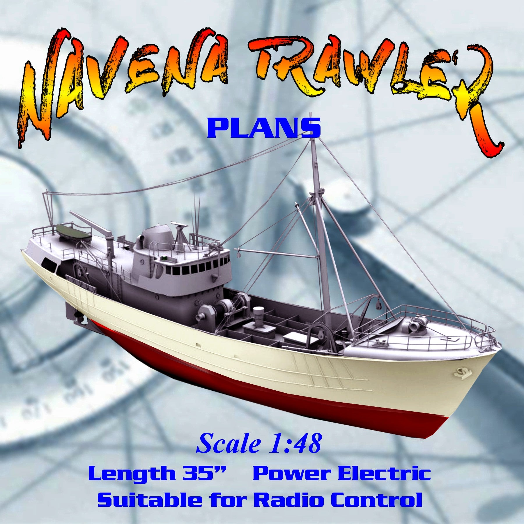 Full Size Printed Plan Scale 1:48 Length 35 Trawler M.T. NAVENA