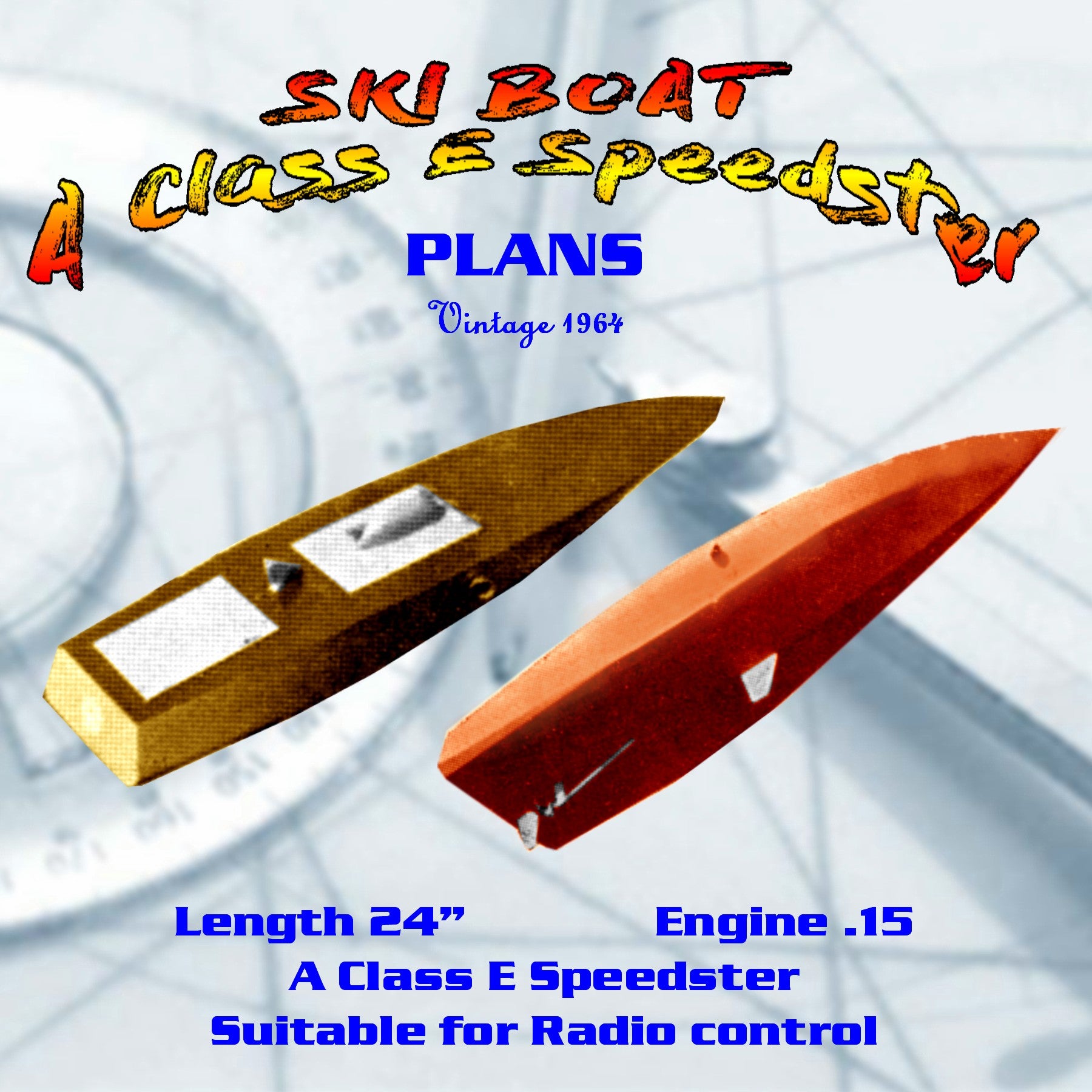 full size printed plan  class e speedster “ski boat” suitable for radio control