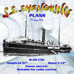 full size printed plan scale 1/96 small passenger-cargo ship "s.s. shengking" suitable for radio control