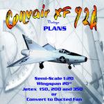 full size printed plan semi-scale 1:20 convair xf‑92a jetex  150, 200 & 350 or convert to ducted fan