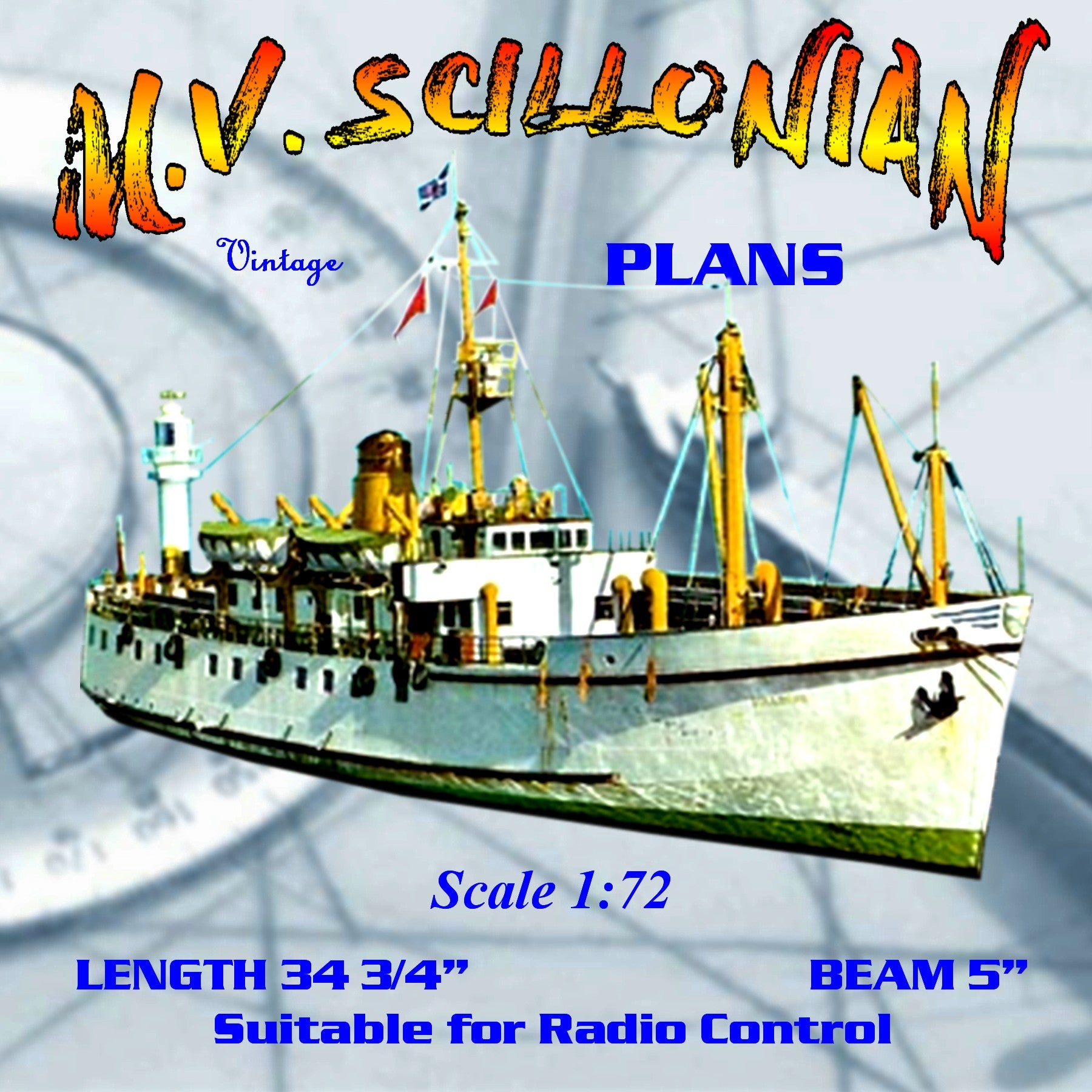 full size printed plans passenger ferry m.v. scillonian scale 1:72 suitable for radio control