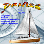full size printed plans 30" single masted cruising yacht denise suitable for three channel radio control