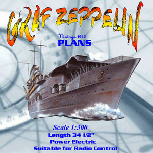 full size printed plans vintage 1962 semi-scale 1:300 “graf zeppelin” germany's only aircraft carrier.