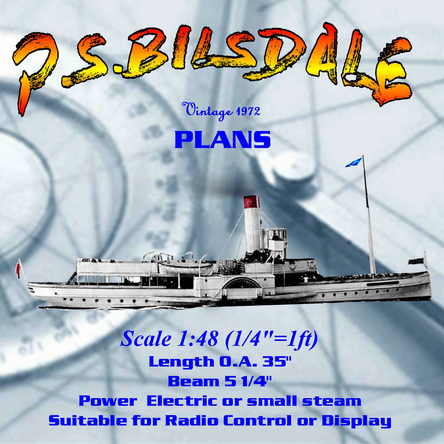 full size printed plans scale 1:48  'tug-steamer' p.s.bilsdale for radio control