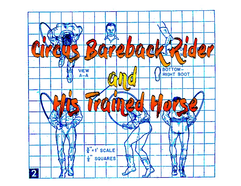 full size printed plan carving a  circus bareback rider and his trained horse