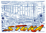 full size plan vintage 1960 .35 control line stunt  stuka spectac­ular scale-stunt aircraft