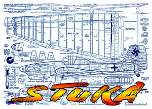 full size plan vintage 1960 .35 control line stunt  stuka spectac­ular scale-stunt aircraft