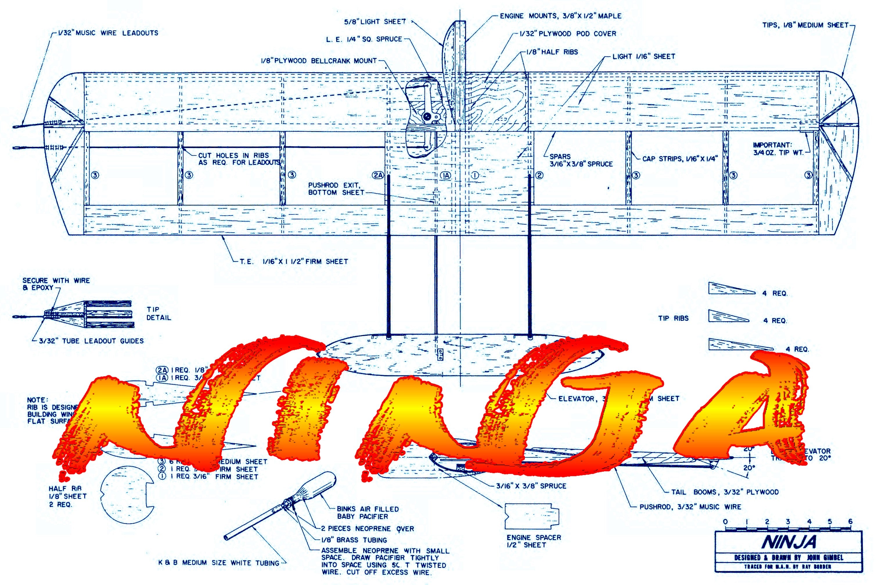 full size printed plan & building notes combat *ninja* wingspan 39" engine .35