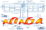 full size printed plan & building notes combat *ninja* wingspan 39" engine .35