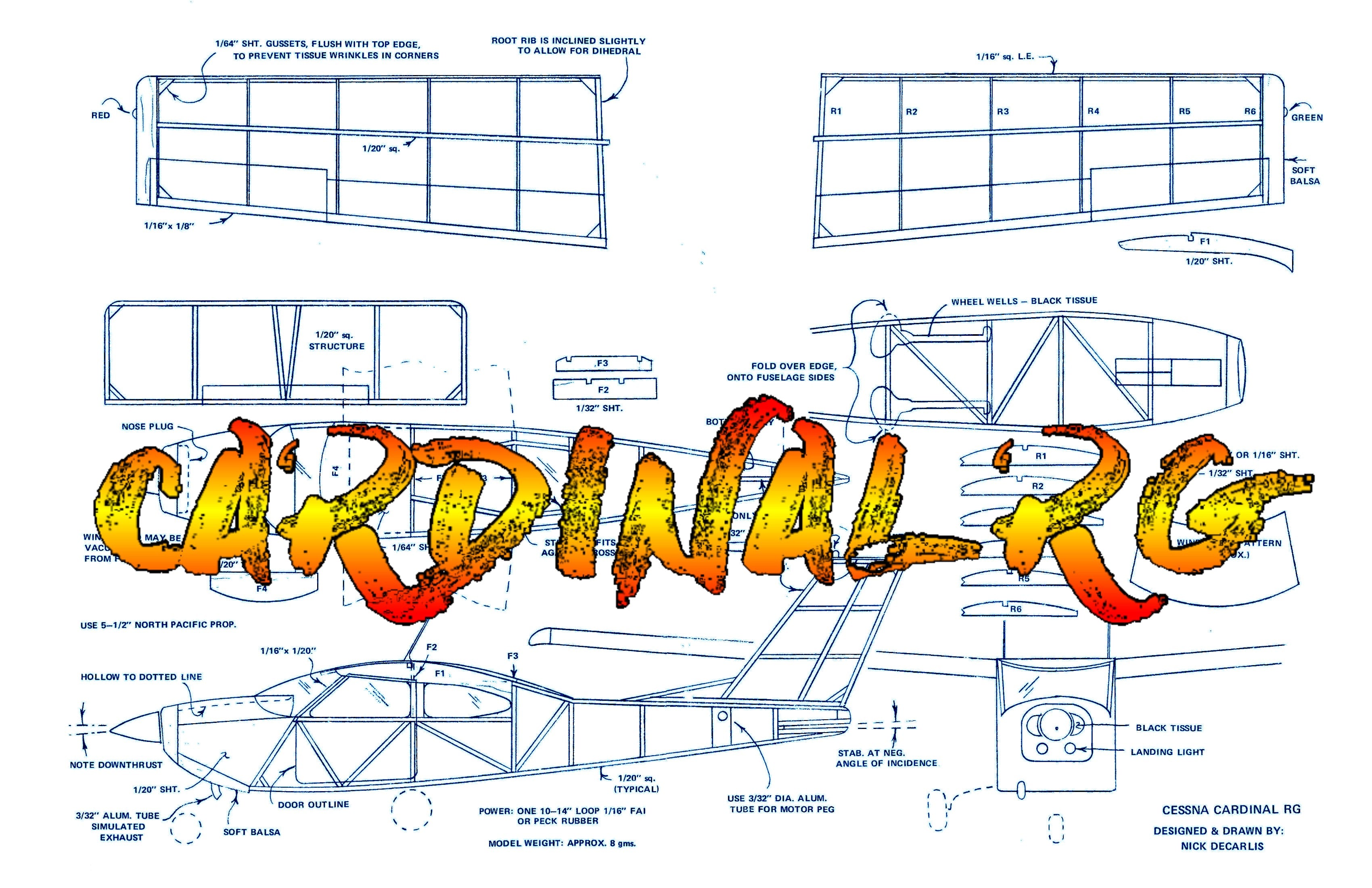 full size printed peanut scale plans cessna cardinal rg the model flew well, and was easy to trim