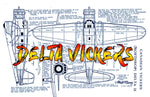 full size printed plans peanut scale "delta vickers" flew fine on a single loop of one-eighth rubber
