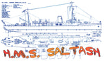 full size printed plan scale 1/72 aberdare class minesweepers h.m.s. saltash