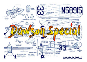 full size printed plan vintage 1950 control line semi scale mini racer "dawson special" 1/2a