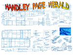 full size printed plans handley page herald semi-scale 1:42  wingspan 27”  power twin rubber
