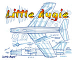 full size printed plan semi scale jetex fighter little augie  jetex 150  or convert to ducted fan