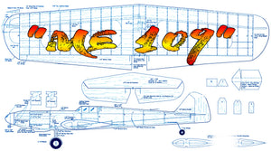 full size printed plan vintage 1970 semi-scale stunt controline “me 109” simplest to build and fly of them all