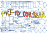 full size printed plan f4u-1d corsair scale 1: 12  wingspan 40.9”  power rubber