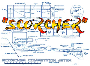 full size printed plan competition jetex aircraft "scorcher"jetex 150 with augmenter tube or ducted fan