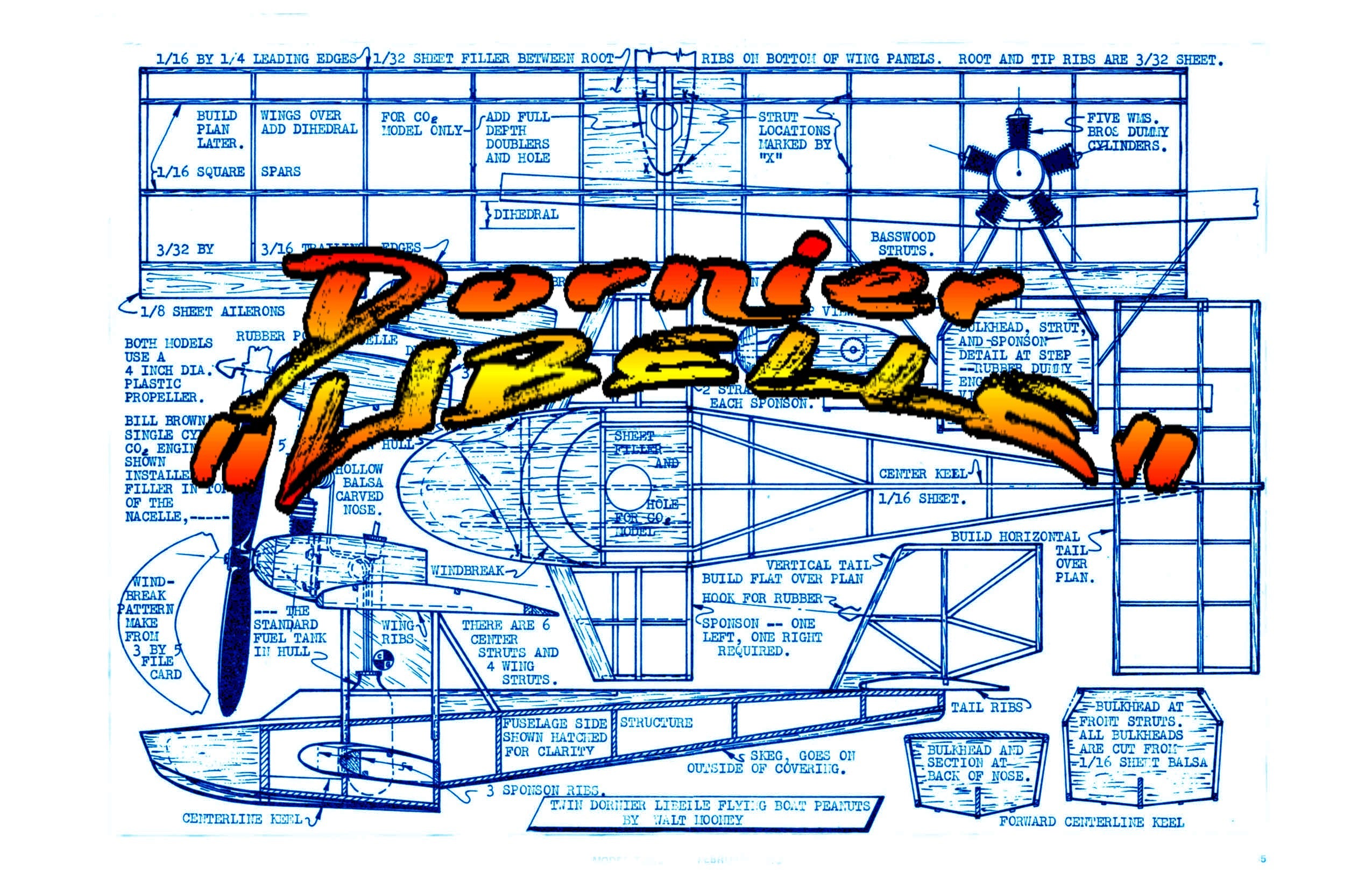 full size printed peanut scale plans dornier “libelle” for rubber or c02' naturally, both are excellent fliers