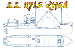 full size printed plan scale 1:48 single hatch coaster "s.s. kyle rhea" suitable for radio control