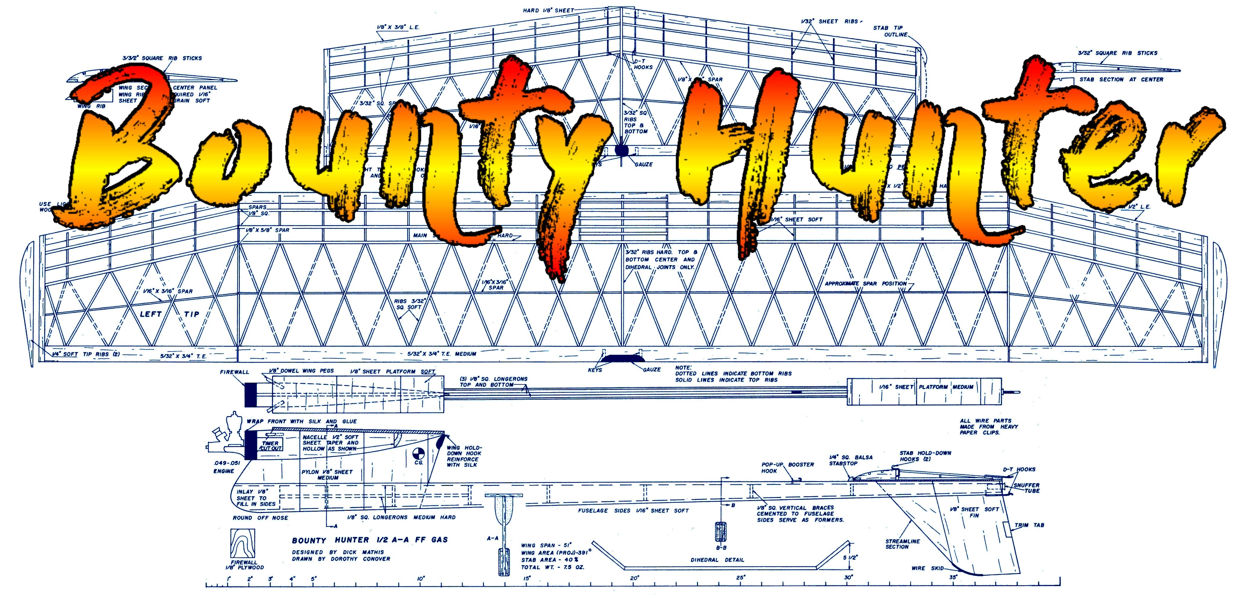 full size printed plan vintage 1965 vto's with a passion freeflight bounty hunter 1/2a