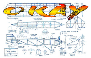 full size printed plans peanut scale  "okay" model is of typical "stick-'n-tissue" construction.