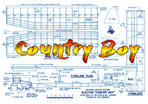 printed plan vintage 1982 electric free-flight country boy steady power, but ease of starting and handling