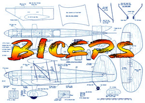 full size printed plan big-engine "biceps" bipe for sport and exhibition control-line flying,