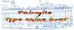 full size printed plans to build a scale 1/2 = 1ft  (1/24) lo.a. 55"  fairmile  type chine boat