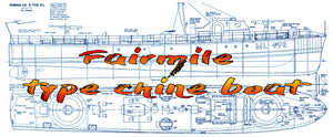 full size printed plans to build a scale 1/2 = 1ft  (1/24) lo.a. 55"  fairmile  type chine boat