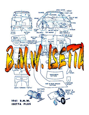 full size printed plan scale 1:24 build this cute free-running b.m.w. isetta