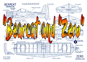 full size printed plan profile control line  "bearcat and a "zero" they build fast