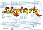 full size printed plans vintage 1963 control line stunter .35 skylark graceful in line, contest bred