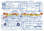 full size printed plans vintage 1956 control line stunter "jolly roger" ease of flying through the pattern
