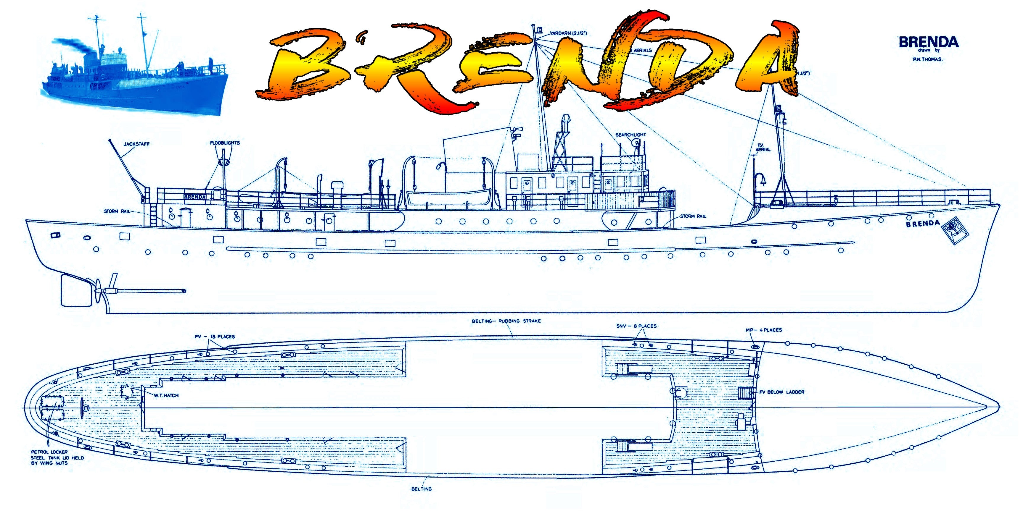 full size printed plan1:48 scale fishery protection suitable for radio control