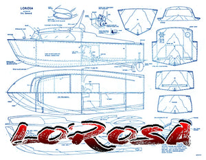 full size printed plans two-berth cabin cruiser lorosa semi-scale 1:8  length 24“ suitable for radio control