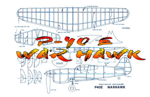 full size printed plans peanut scale "p-40 e war hawk" one of the better-flying ww-ii peanuts