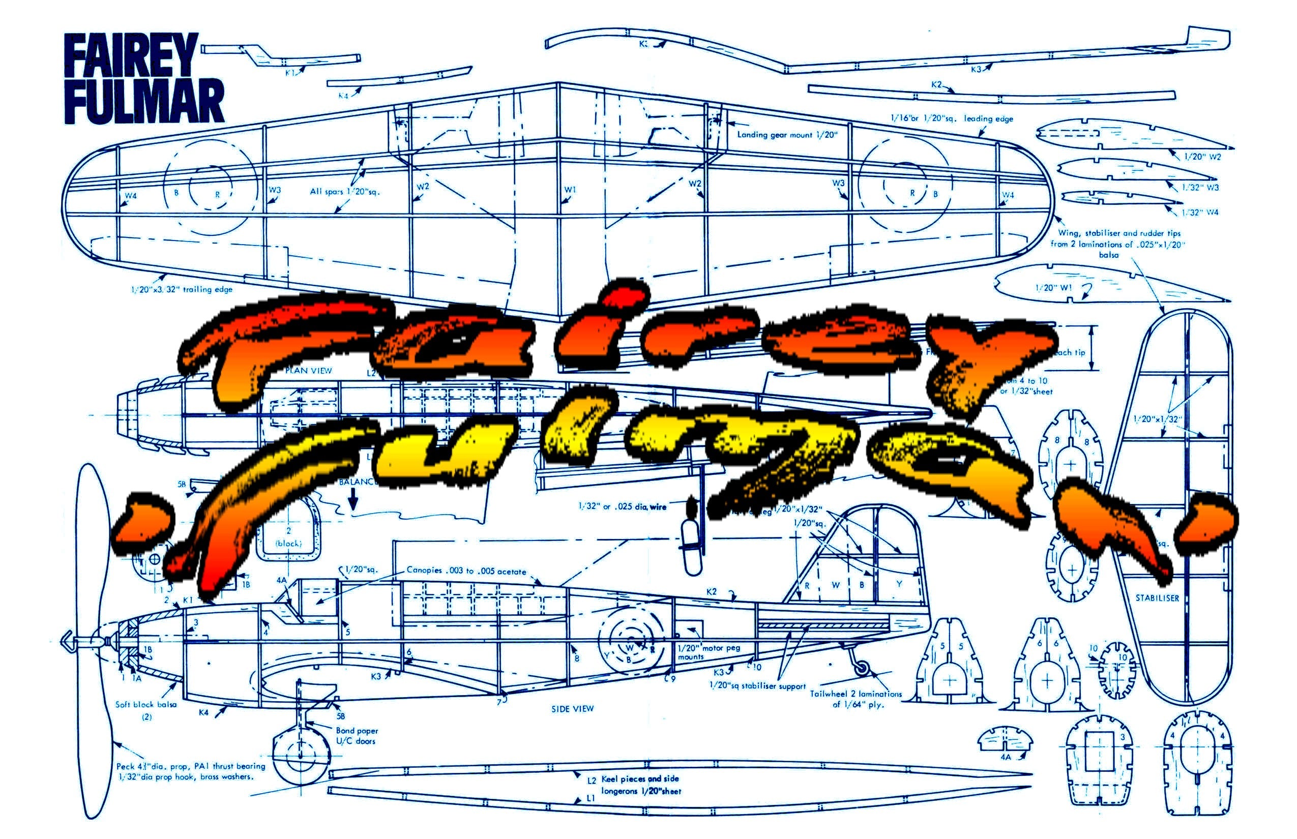 full size printed peanut scale plans fairey 'fulmar' aircraft that was a delight to fly