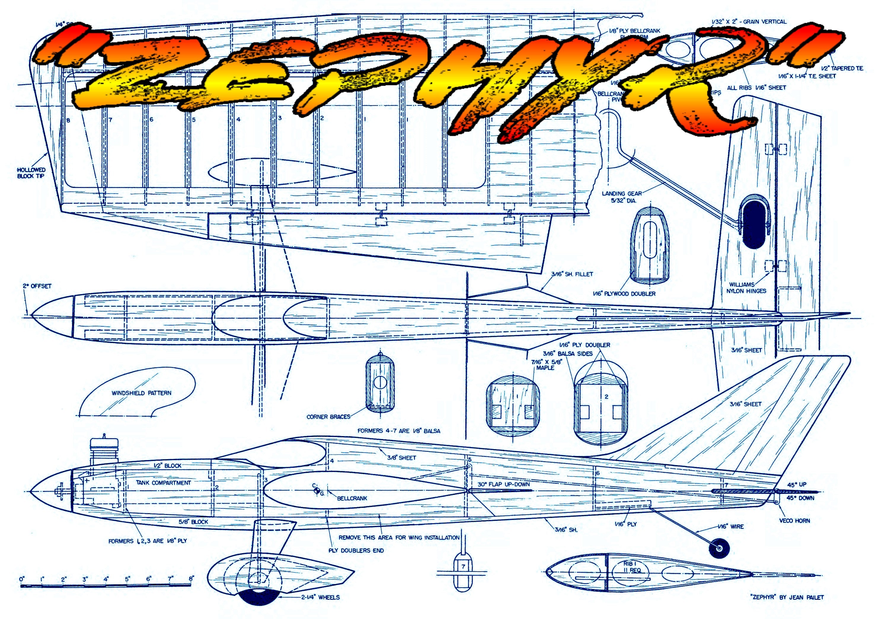 full size printed plans control line stunt engine .35 “zephyr”  standard stunting concepts.